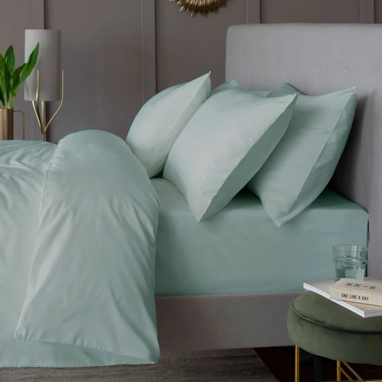 200 Thread Count Cotton Percale Duvet Set Duck Egg