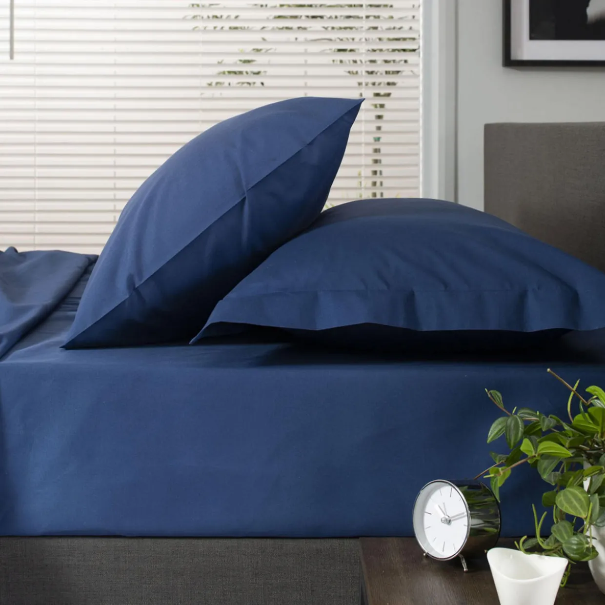 200 Thread Count Cotton Percale Duvet Set Navy