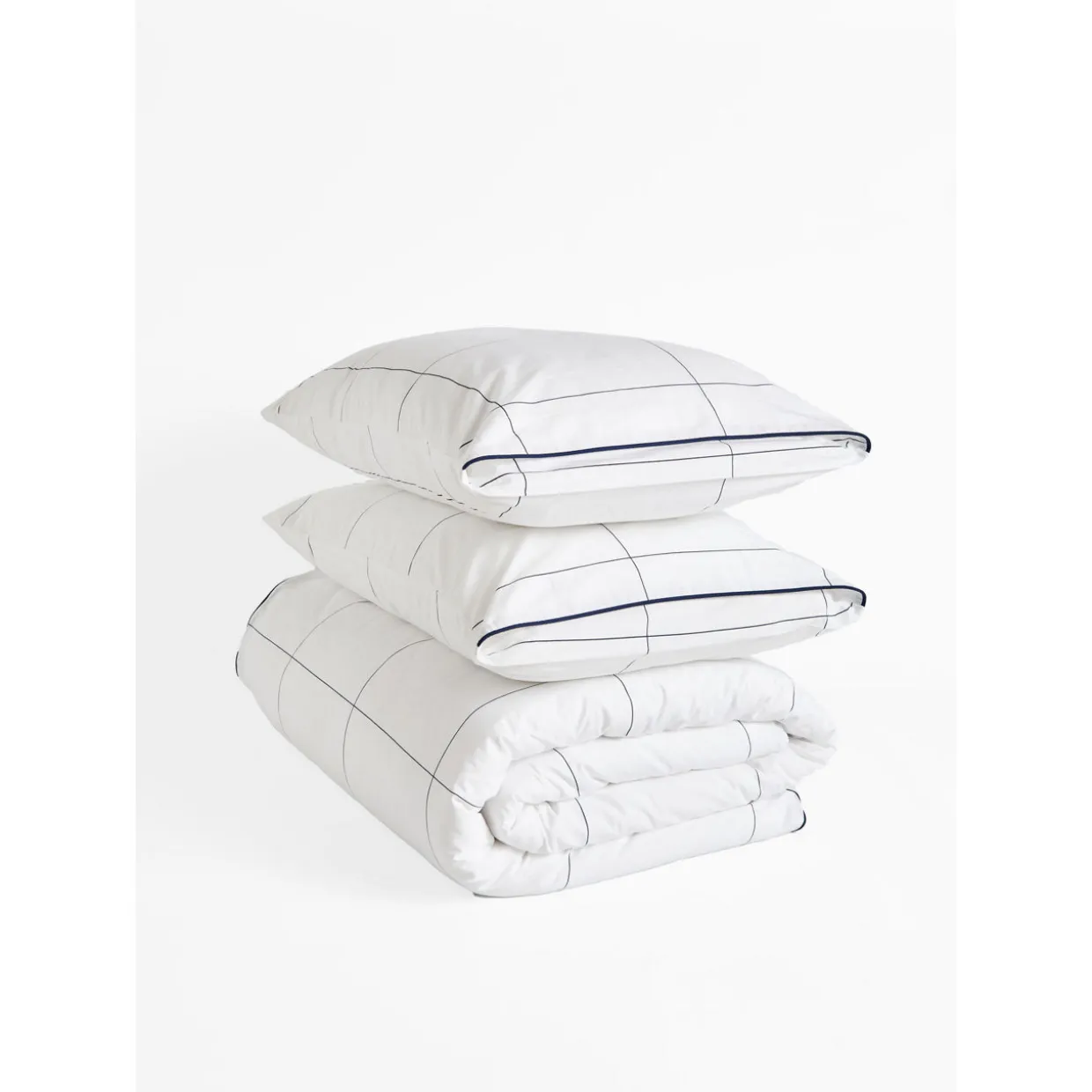 300 Thread Count Navy Windowpane Duvet Set