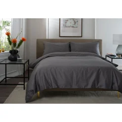 400 Thread Count Sateen Duvet Set Dark Grey