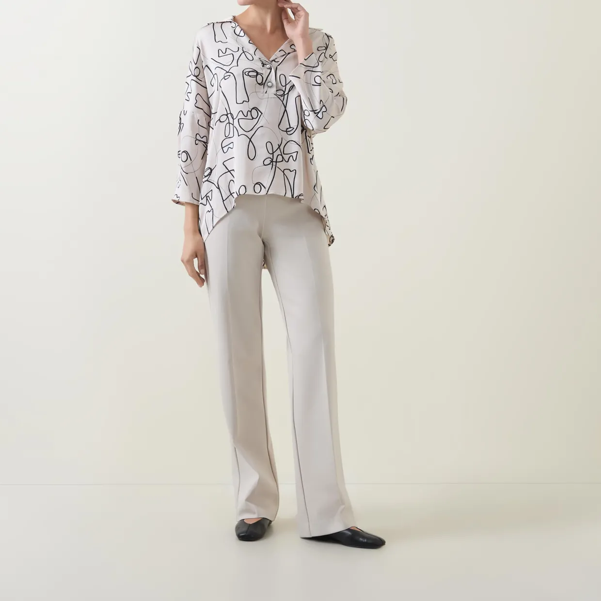 Abstract Face Print Blouse