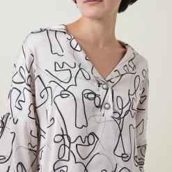 Abstract Face Print Blouse