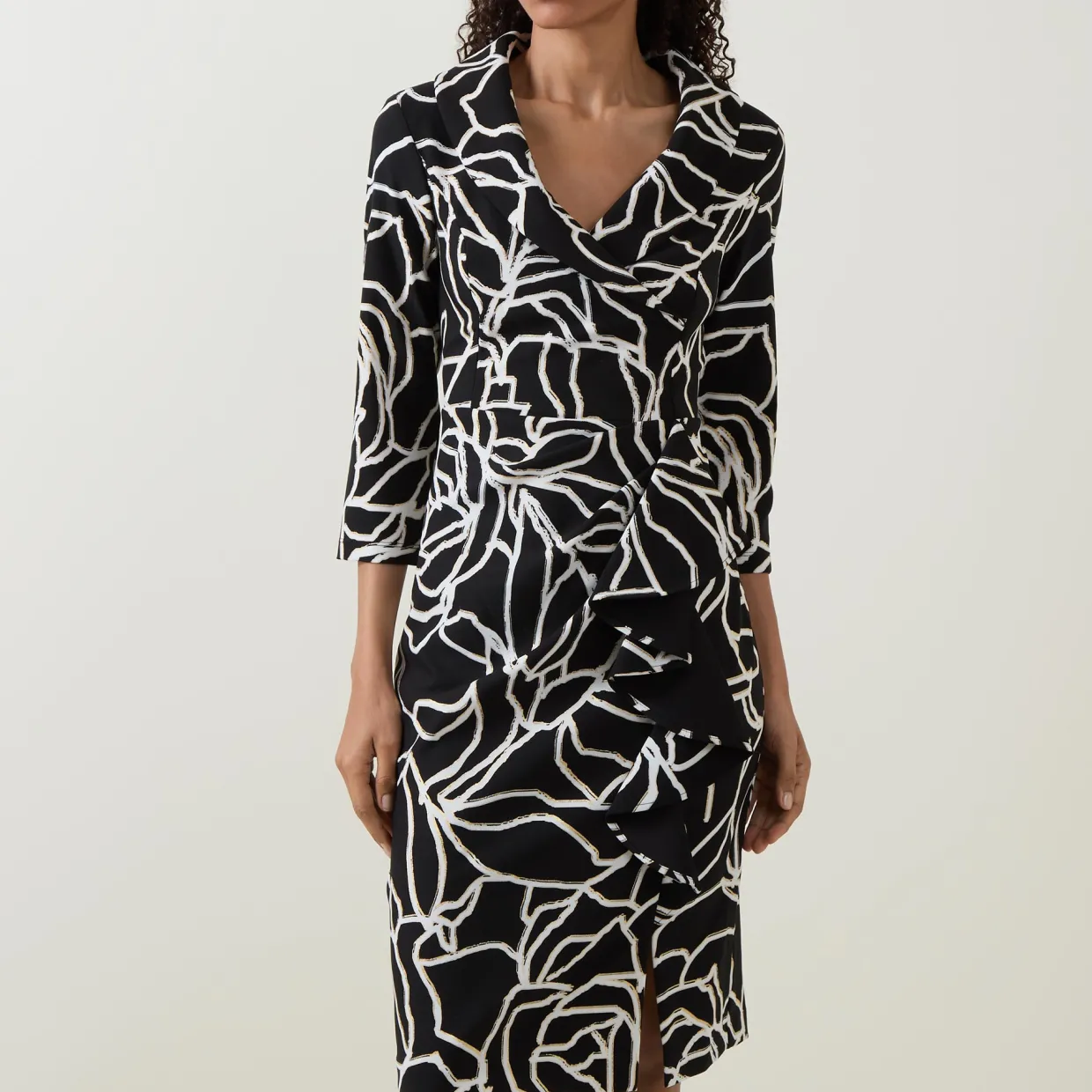 Abstract Patterned Wrap Dress