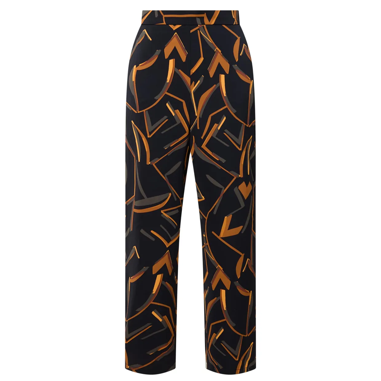 Abstract Print Straight Leg Trousers