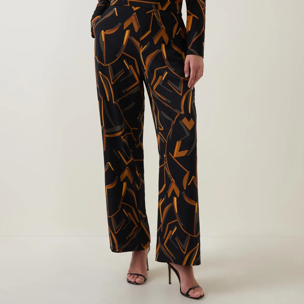 Abstract Print Straight Leg Trousers
