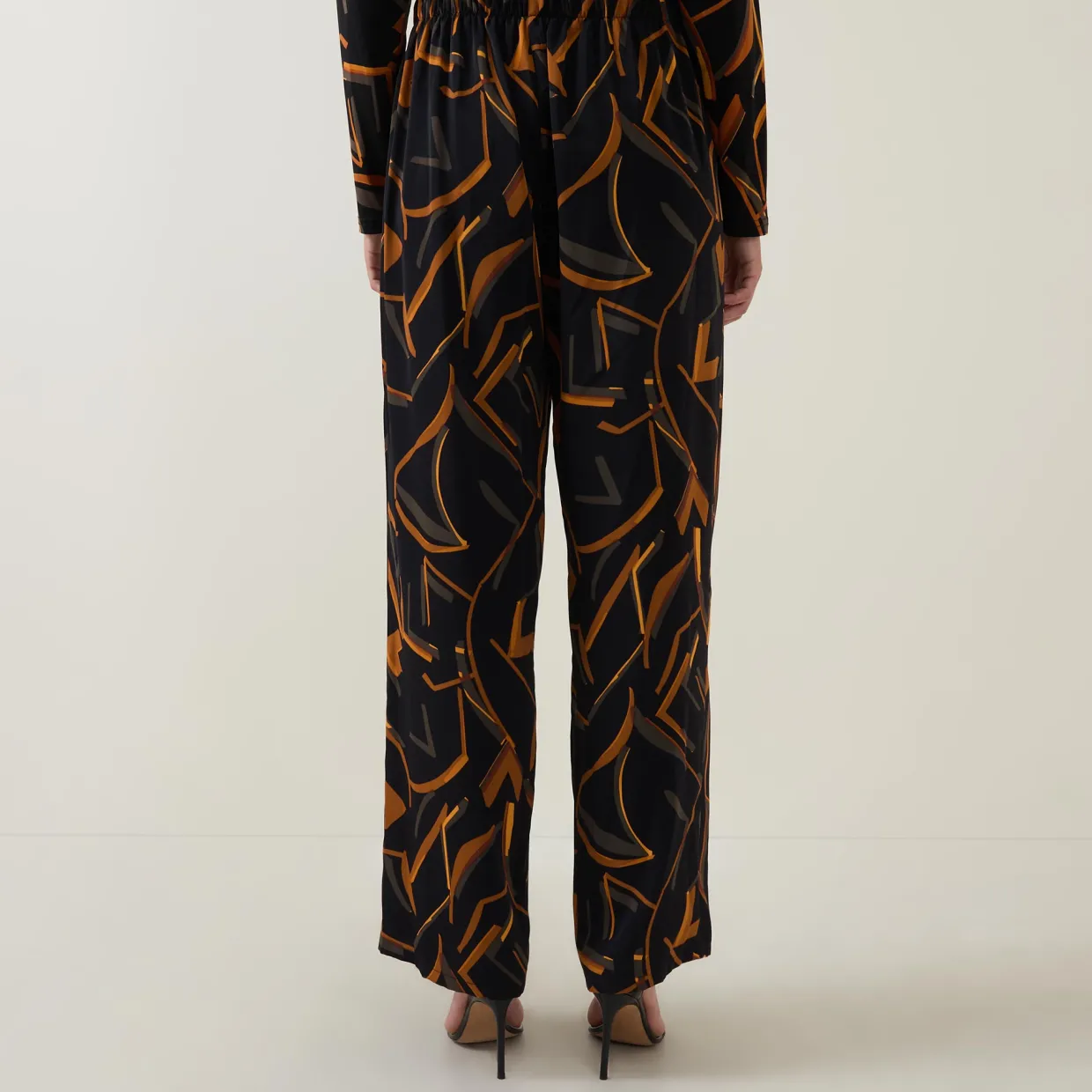 Abstract Print Straight Leg Trousers