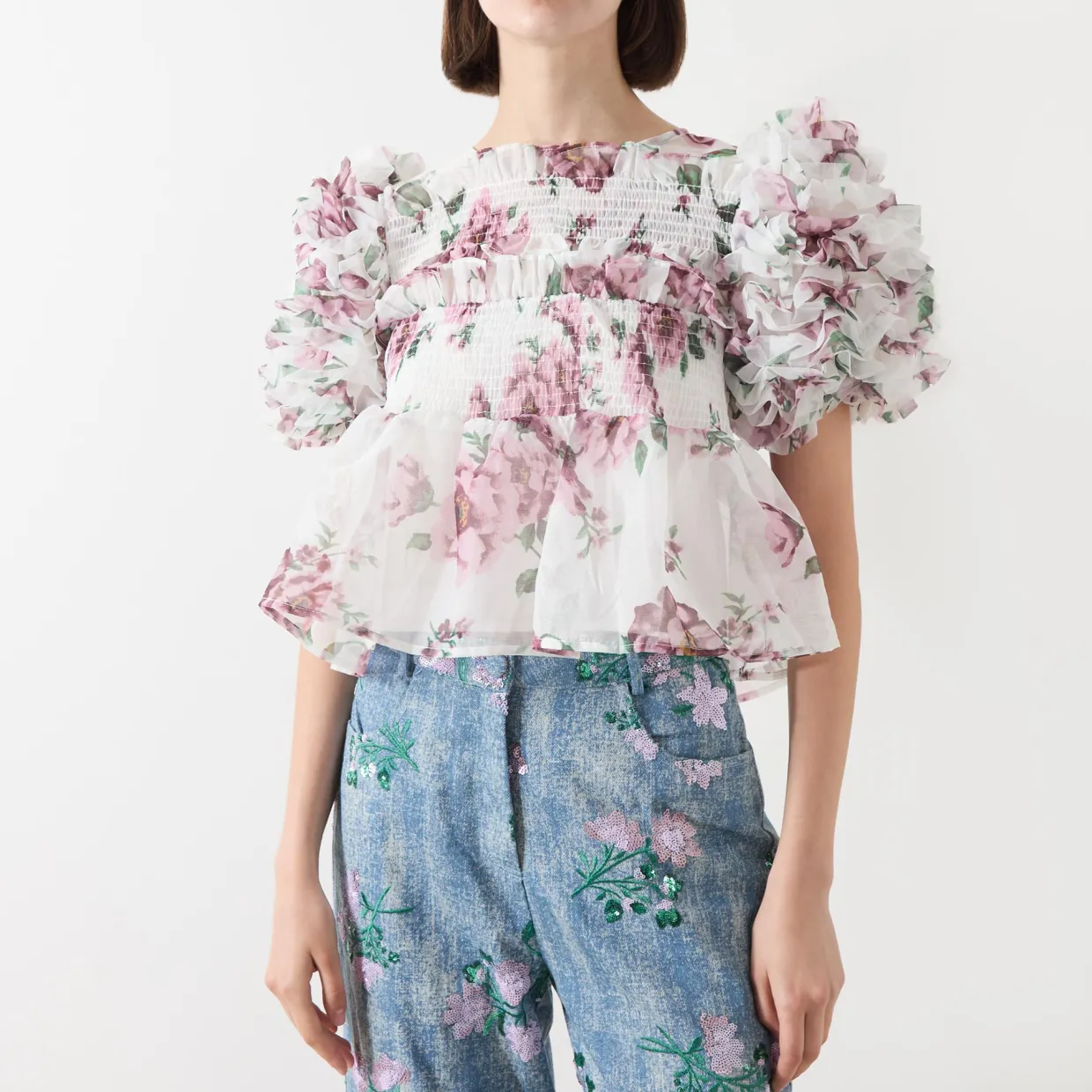 Alma Floral Ruffles Top