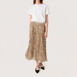 Anaya Evelina Pleated Leopard Skirt