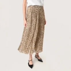 Anaya Evelina Pleated Leopard Skirt