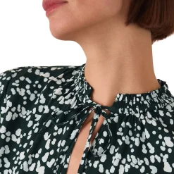 Animal Print Tie-Front Blouse