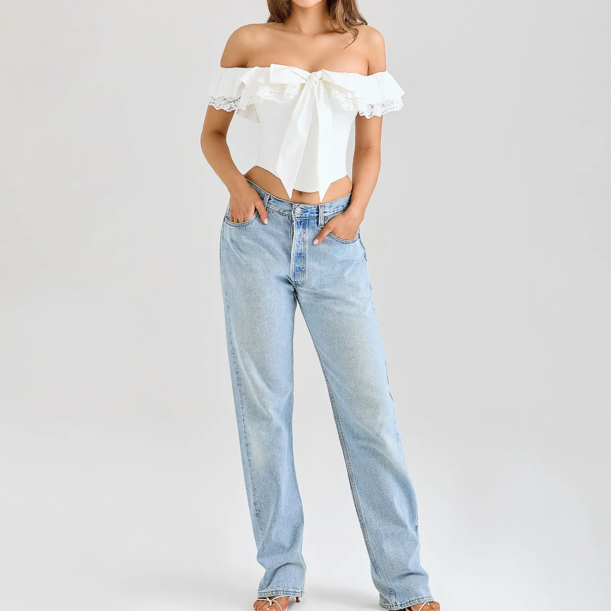 Aria Off-The-Shoulder Frill Corset Top