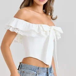 Aria Off-The-Shoulder Frill Corset Top