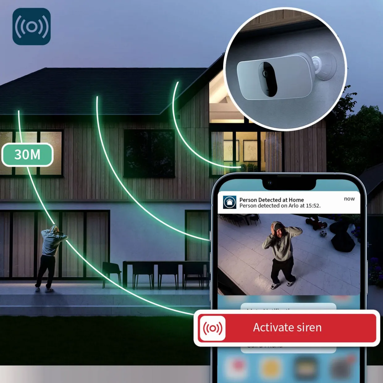Arlo White 2K Wireless Cam With Floodlight 1 Pk