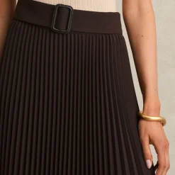 Ava Belted Pleated Skirt