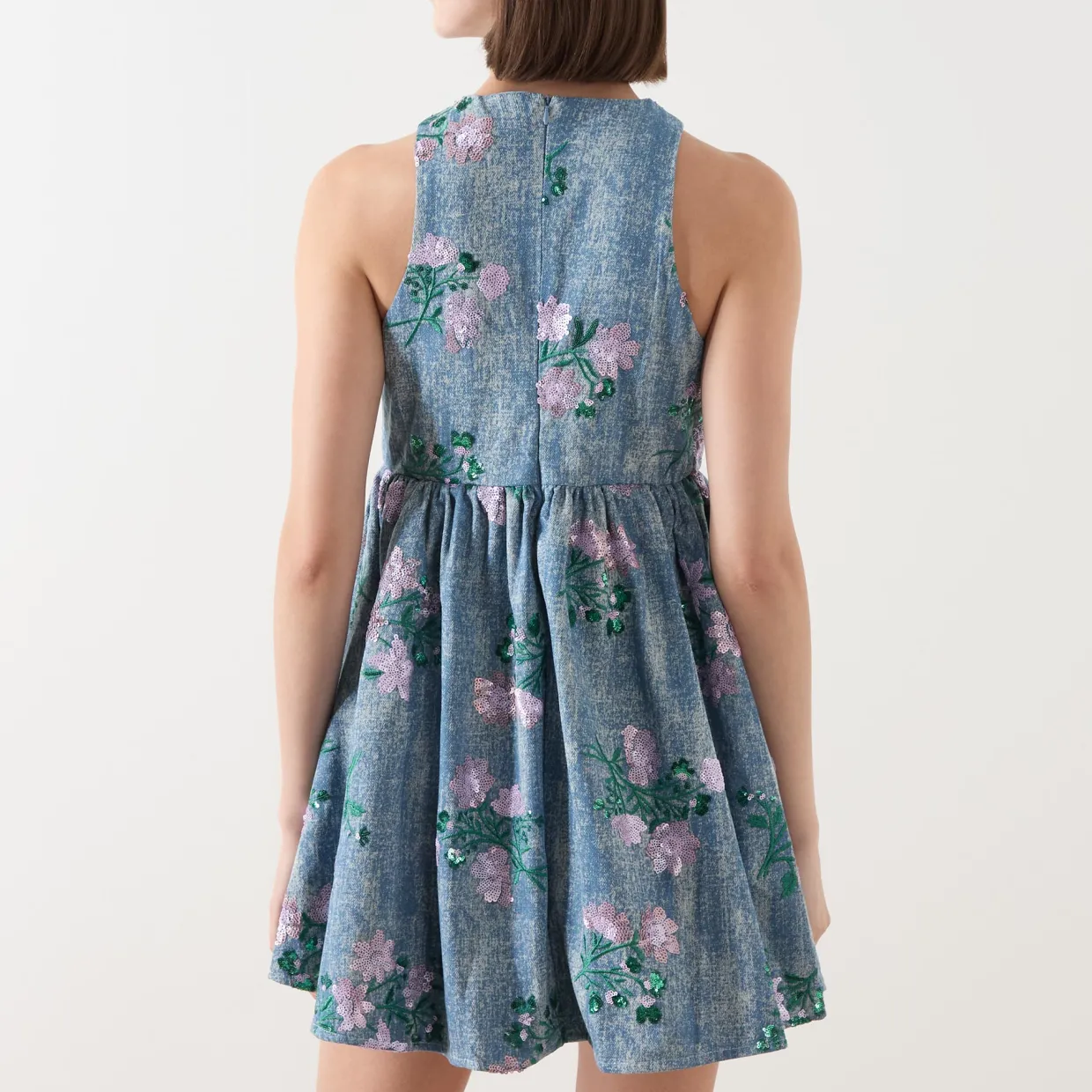 Azul Embellished Denim Mini Dress