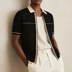 Baxter Tipped Zip-Through Casual Shirt