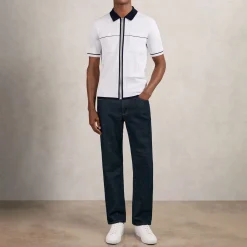 Baxter Tipped Zip-Through Casual Shirt