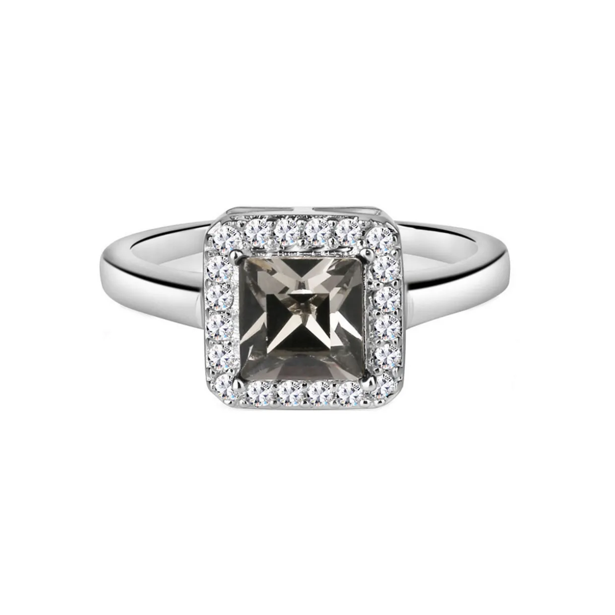 Black & Clear Stone Square Ring