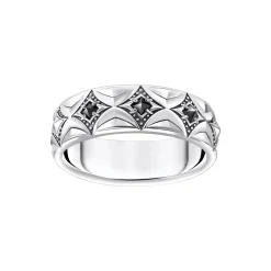Blackened Silver Patterned Band Ring