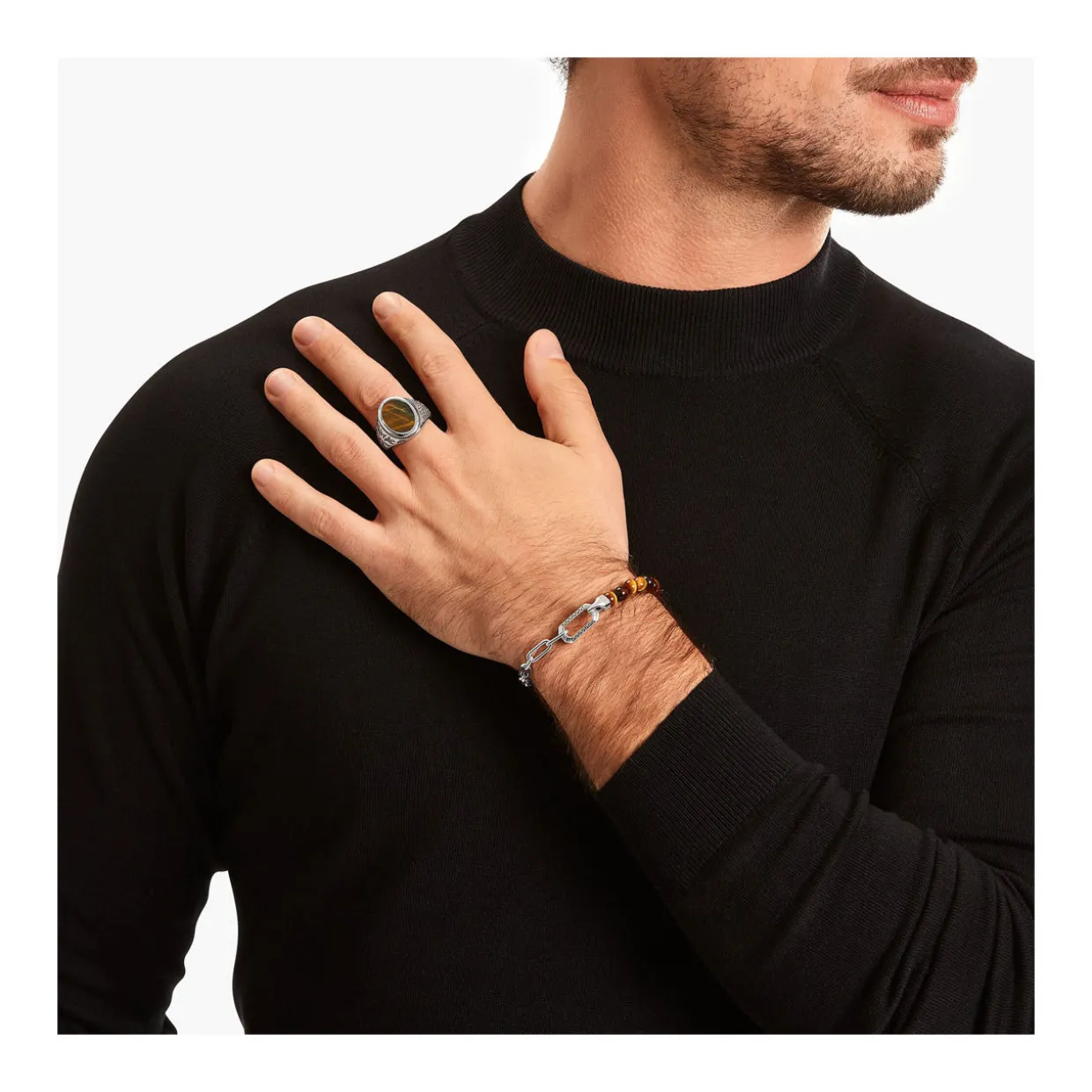 Blackened Silver Tiger's Eye Signet Ring