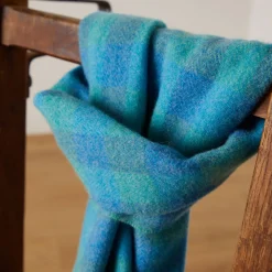 Blue & Green Check Lambswool Scarf