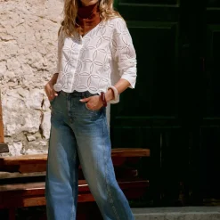 Broderie Cropped Shirt