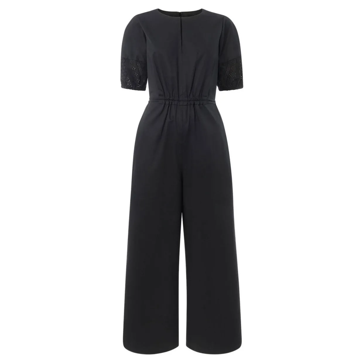 Broderie Cropped Straight Leg Jumpsuit