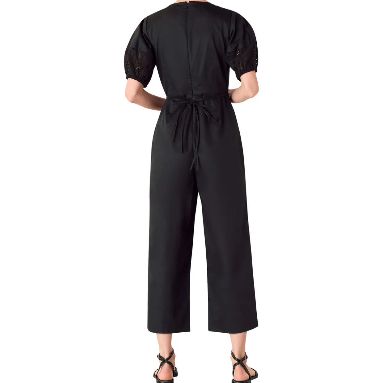 Broderie Cropped Straight Leg Jumpsuit