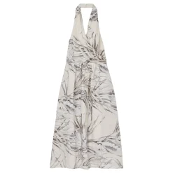 Carla Palm-Print Linen Dress