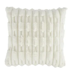 Carved Faux Fur Cushion Cream