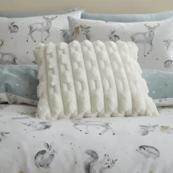 Carved Faux Fur Cushion Cream
