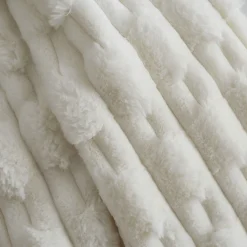 Carved Faux Fur Throw Cream