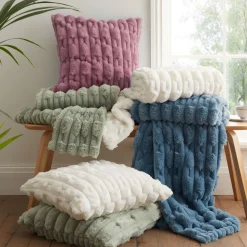 Carved Faux Fur Throw Pink