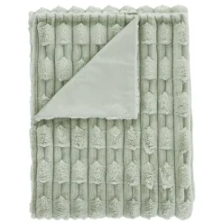 Carved Faux Fur Throw Sage