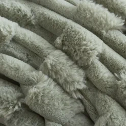 Carved Faux Fur Throw Sage