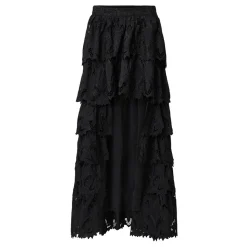 Cavarly Tiered Broderie High-Low Skirt