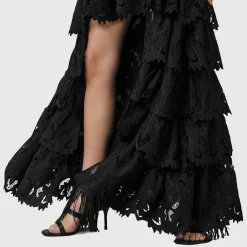 Cavarly Tiered Broderie High-Low Skirt