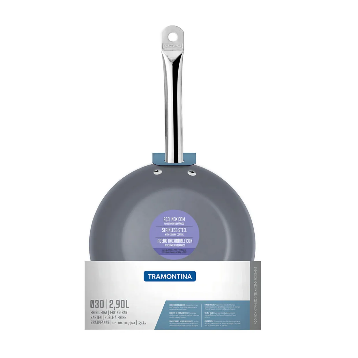 Ceramic-Coated Stainless Steel Frying Pan 30cm