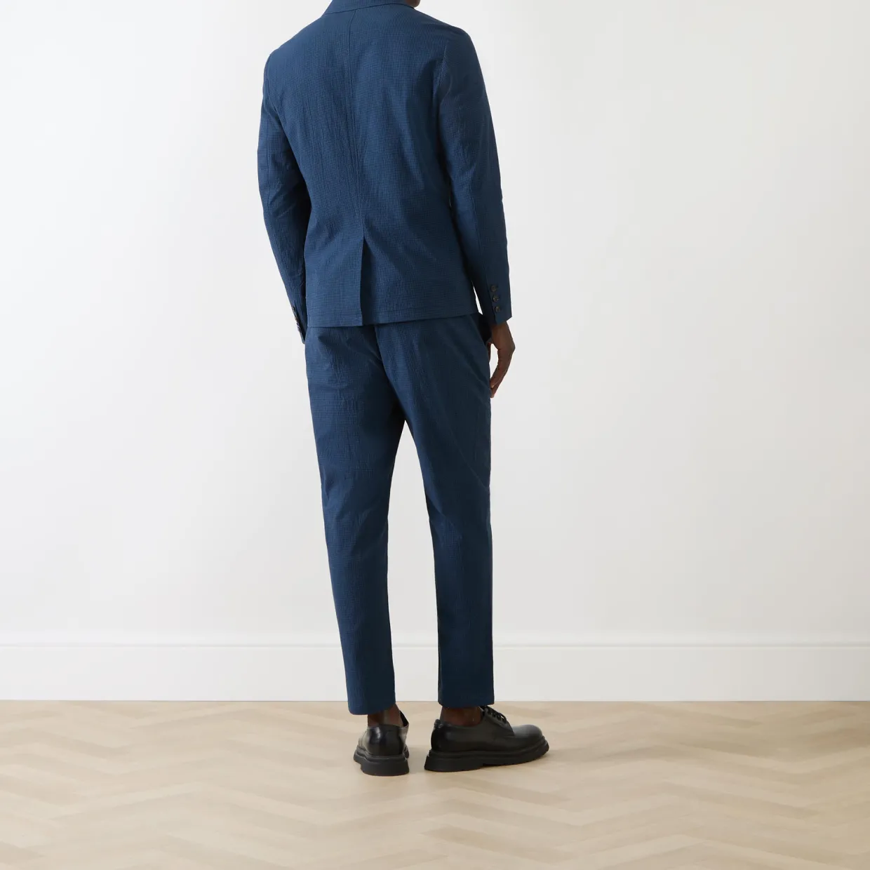 Check Seersucker Single-Breasted Blazer