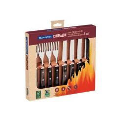 Churrasco Steak/Pizza Wooden Handle Eight-Piece Cutlery Set
