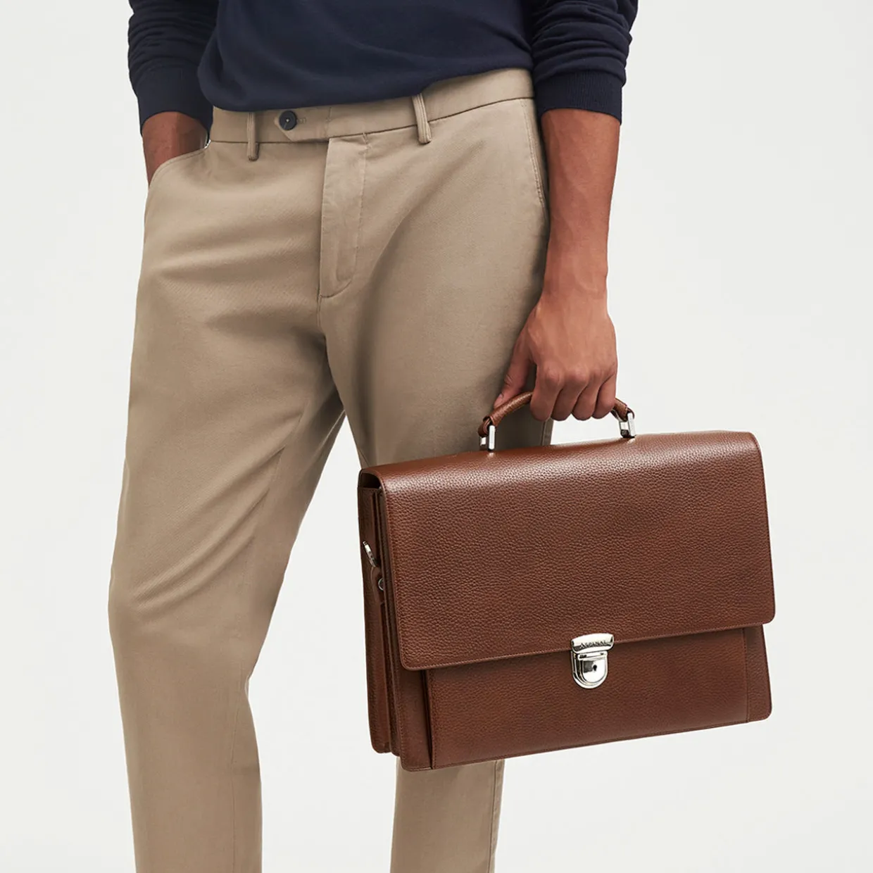 City Grained Leather Briefcase