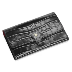 Classic Croc-Embossed Leather Travel Wallet
