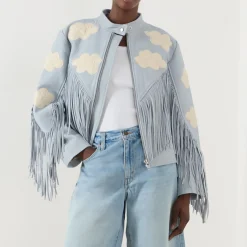 Cloud Fringed Leather Jacket