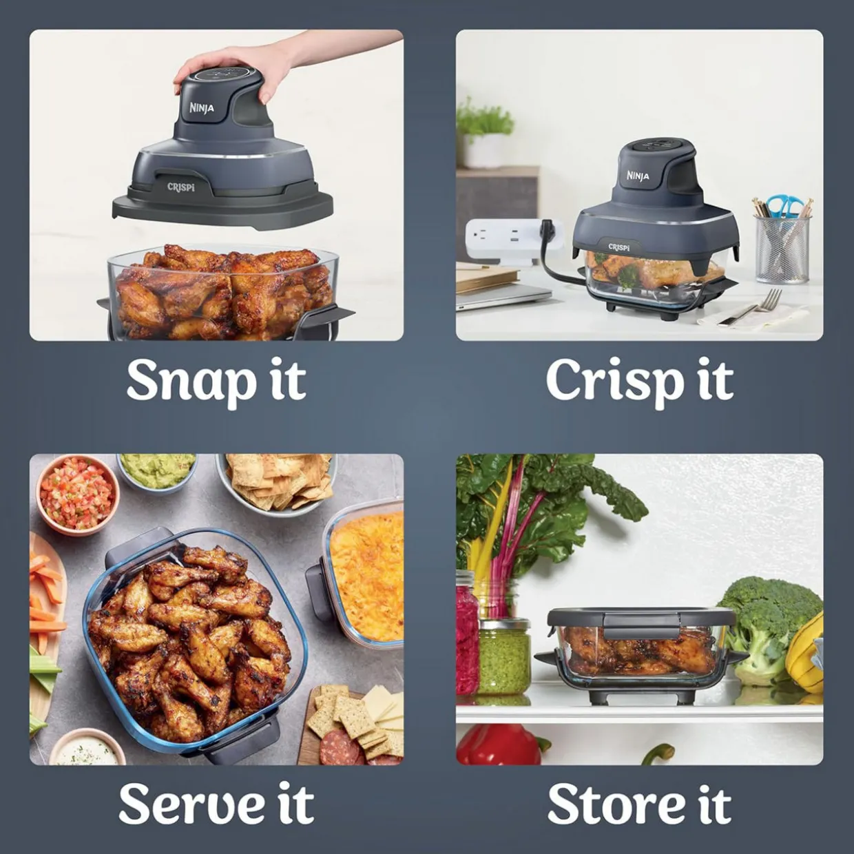 CRISPi 4-in-1 Portable Glass Air Fryer Cyber Space