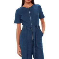 Cropped Denim Jumpsuit