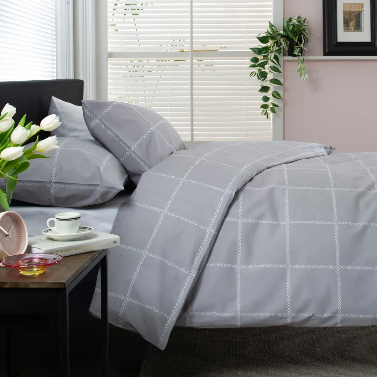 Crossley Heath Duvet Set Grey/White