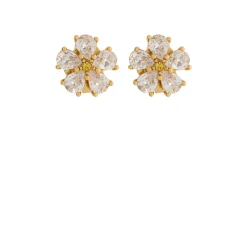 Crystal Embellished Flower Stud Earrings