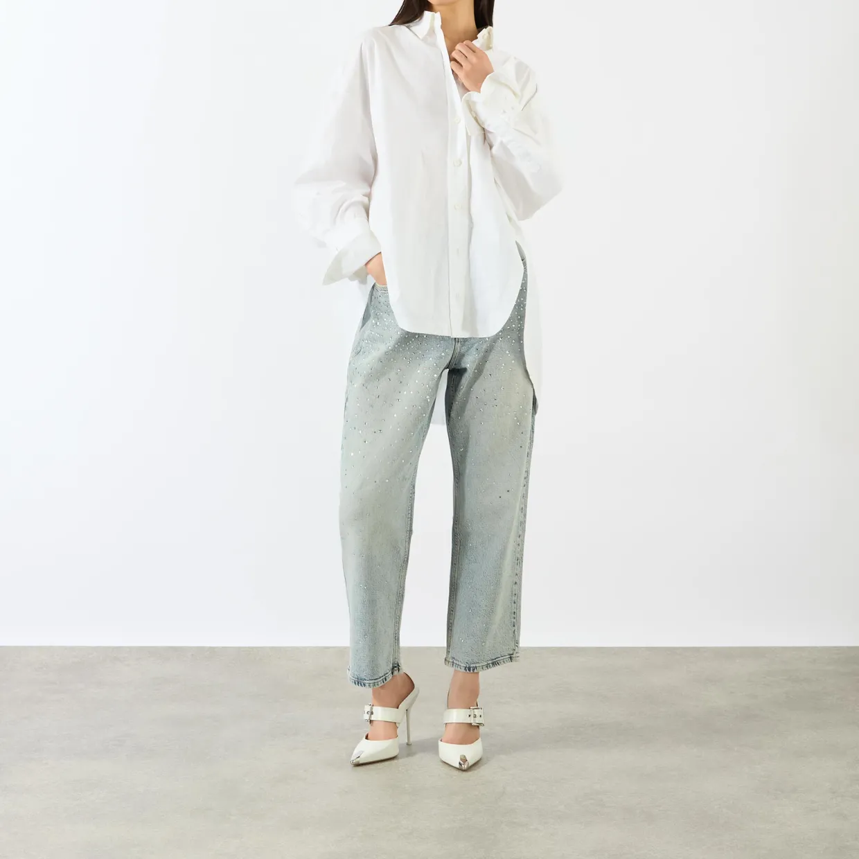 Crystal Stars 90s Cropped Straight Leg Jeans