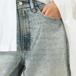 Crystal Stars 90s Cropped Straight Leg Jeans