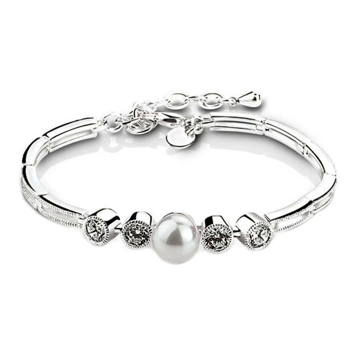 Cubic Zirconia & Faux Pearl Bracelet